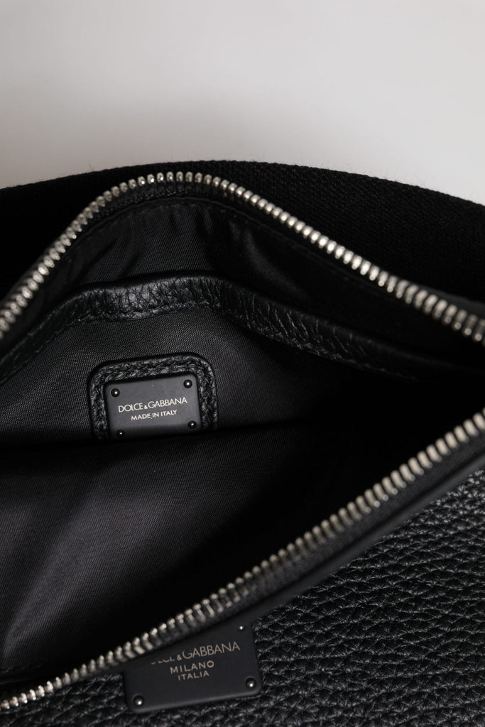Dolce & Gabbana Black Leather Logo Plaque Purse Fanny Pack Bag - Beyzy Store - Dolce & Gabbana