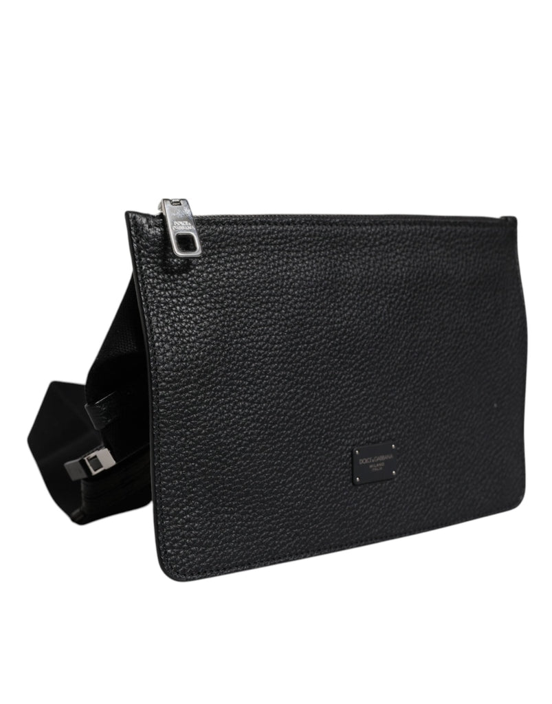 Dolce & Gabbana Black Leather Logo Plaque Purse Fanny Pack Bag - Beyzy Store - Dolce & Gabbana