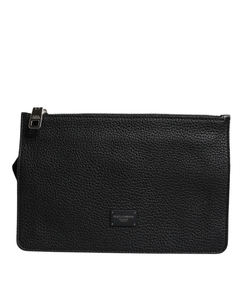 Dolce & Gabbana Black Leather Logo Plaque Purse Fanny Pack Bag - Beyzy Store - Dolce & Gabbana