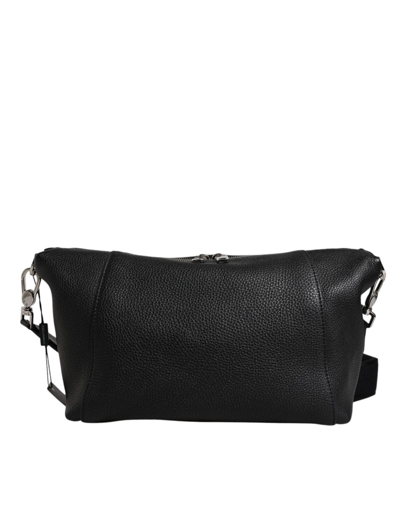 Dolce & Gabbana Black Leather Logo Plaque Shoulder Crossbody Bag - Beyzy Store - Dolce & Gabbana
