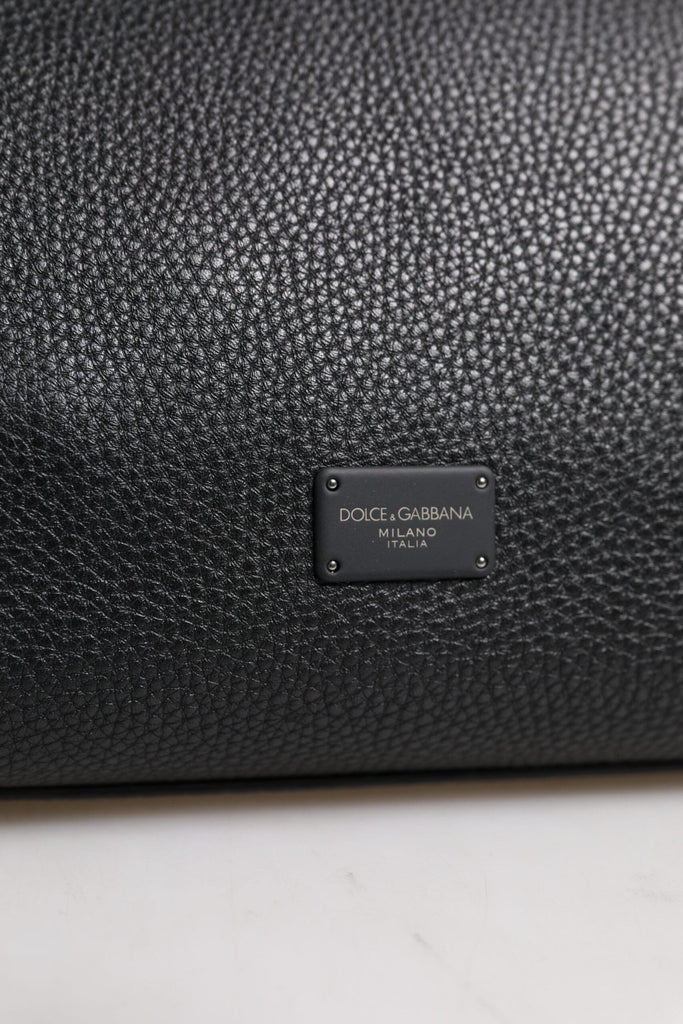 Dolce & Gabbana Black Leather Logo Plaque Shoulder Crossbody Bag - Beyzy Store - Dolce & Gabbana