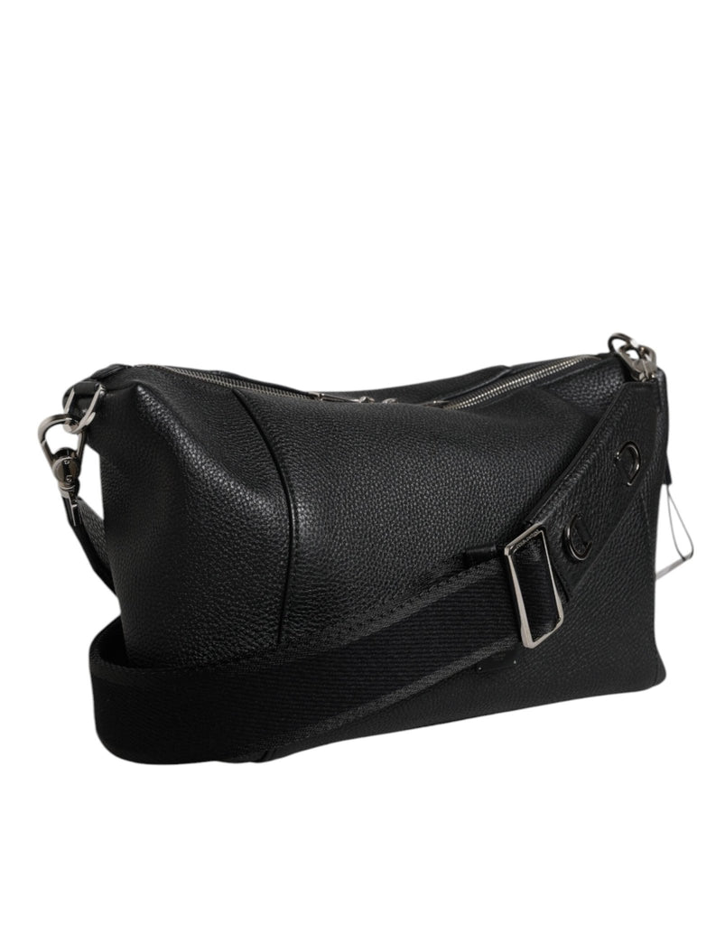 Dolce & Gabbana Black Leather Logo Plaque Shoulder Crossbody Bag - Beyzy Store - Dolce & Gabbana