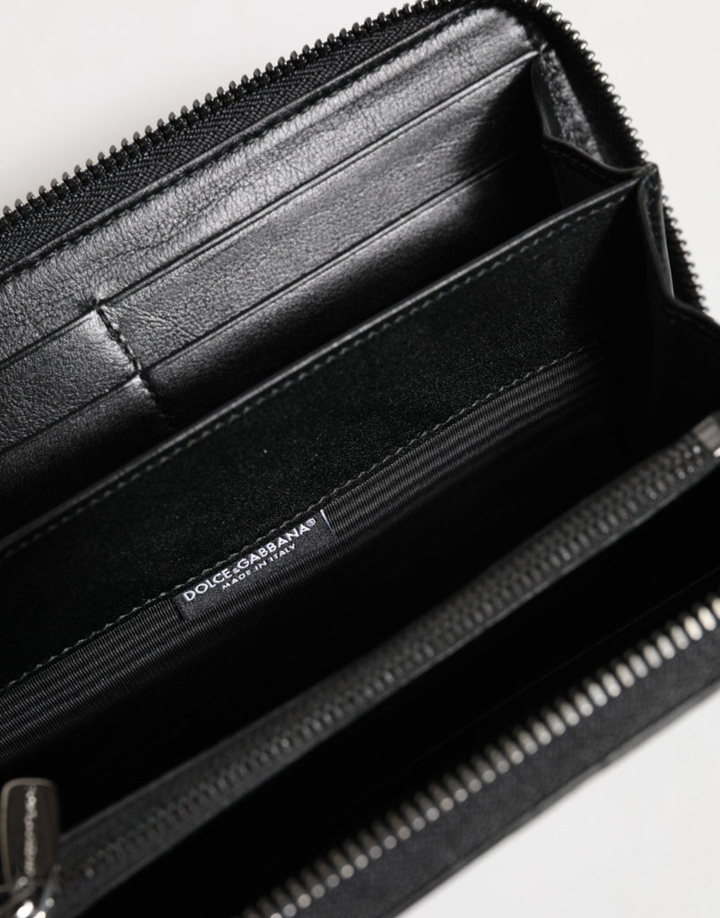 Dolce & Gabbana Black Leather Logo Plaque Zip Around Continental Wallet - Beyzy Store - Dolce & Gabbana