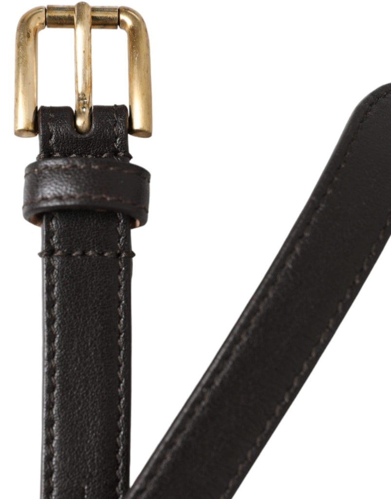 Dolce & Gabbana Black Leather Long Skinny Gold Metal Buckle Belt - Beyzy Store - Dolce & Gabbana