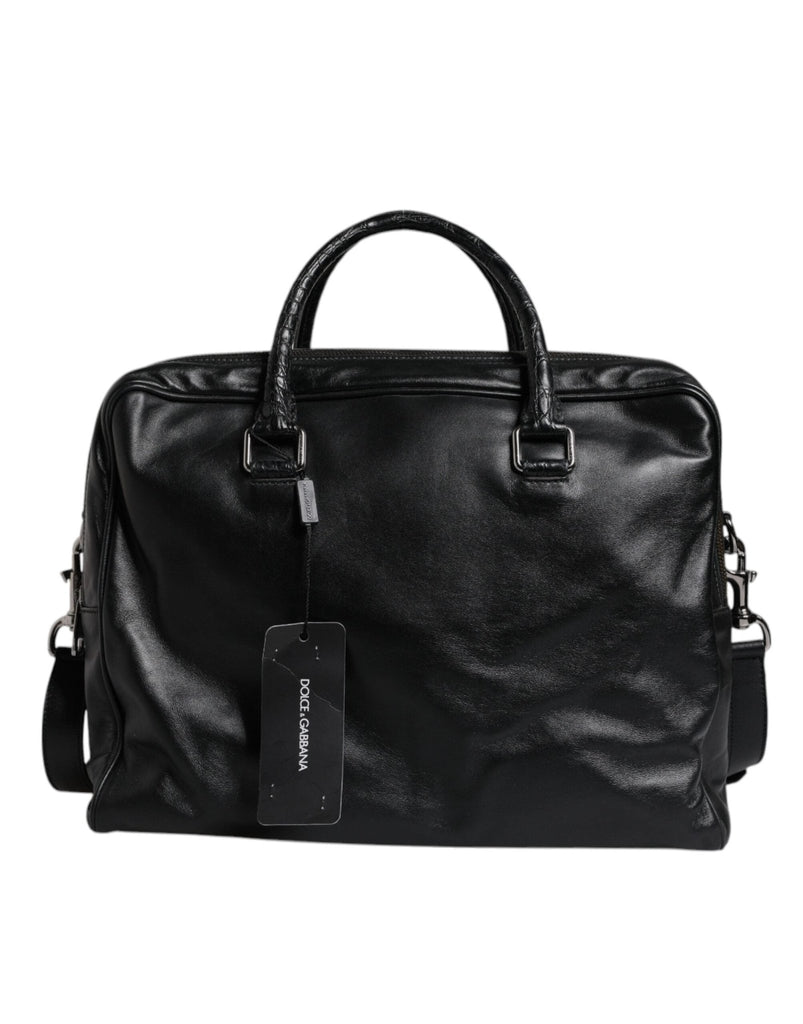 Dolce & Gabbana Black Leather Messenger Shoulder Strap Bag - Beyzy Store - Dolce & Gabbana