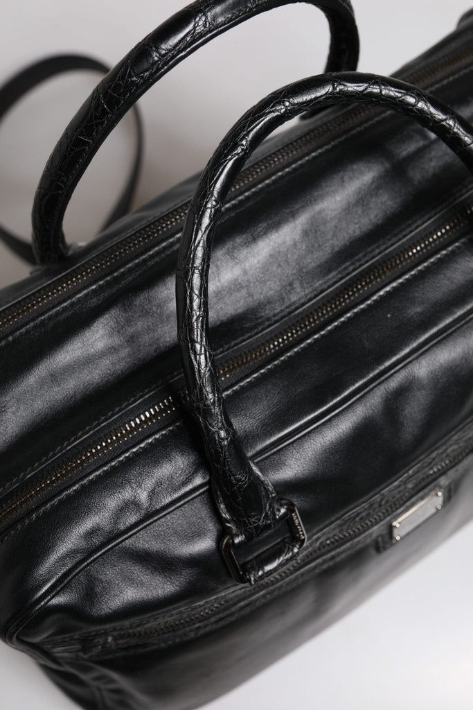 Dolce & Gabbana Black Leather Messenger Shoulder Strap Bag - Beyzy Store - Dolce & Gabbana