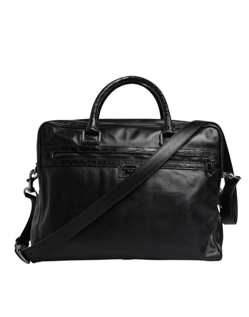 Dolce & Gabbana Black Leather Messenger Shoulder Strap Bag - Beyzy Store - Dolce & Gabbana