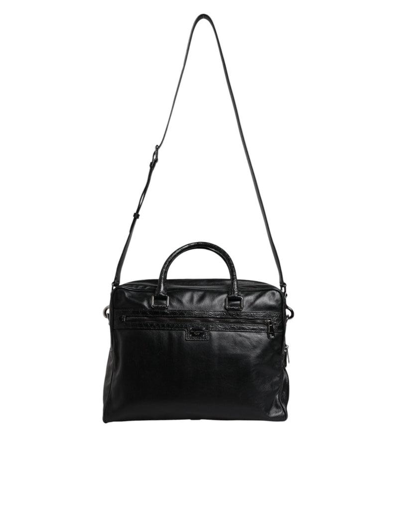 Dolce & Gabbana Black Leather Messenger Shoulder Strap Bag - Beyzy Store - Dolce & Gabbana