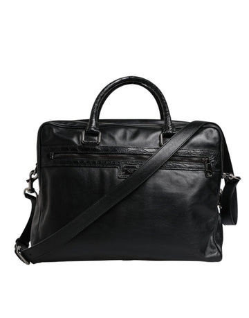 Dolce & Gabbana Black Leather Messenger Shoulder Strap Bag - Beyzy Store - Dolce & Gabbana