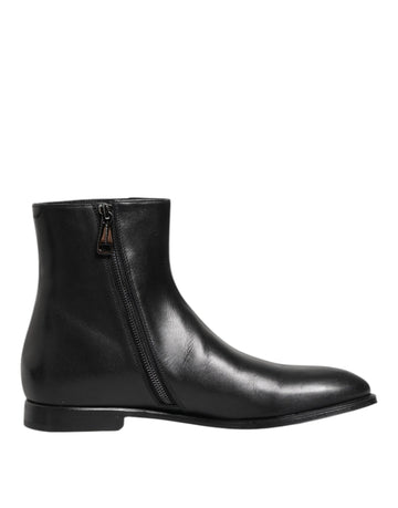 Dolce & Gabbana Black Leather Mid Calf Men Boots Shoes - Beyzy Store - Dolce & Gabbana