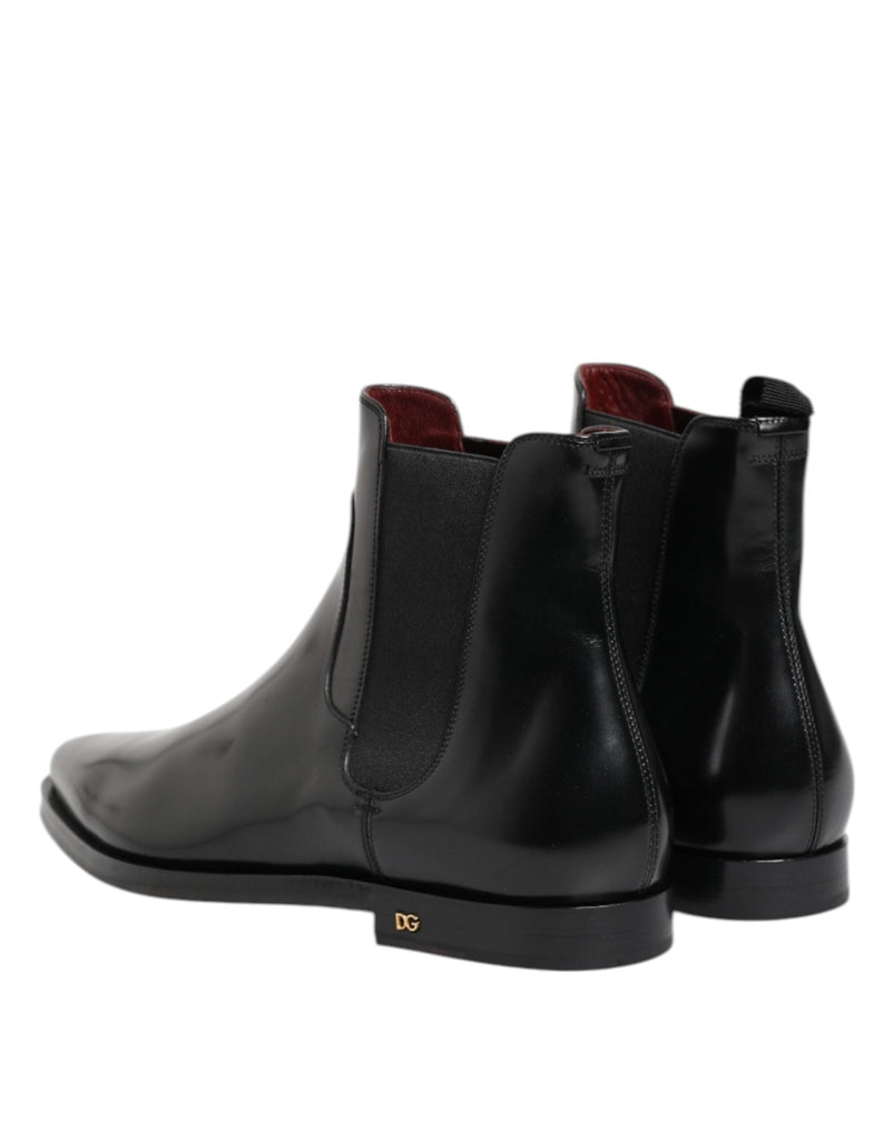 Dolce & Gabbana Black Leather MILLENIALS Mid Calf Boots Shoes - Beyzy Store - Dolce & Gabbana