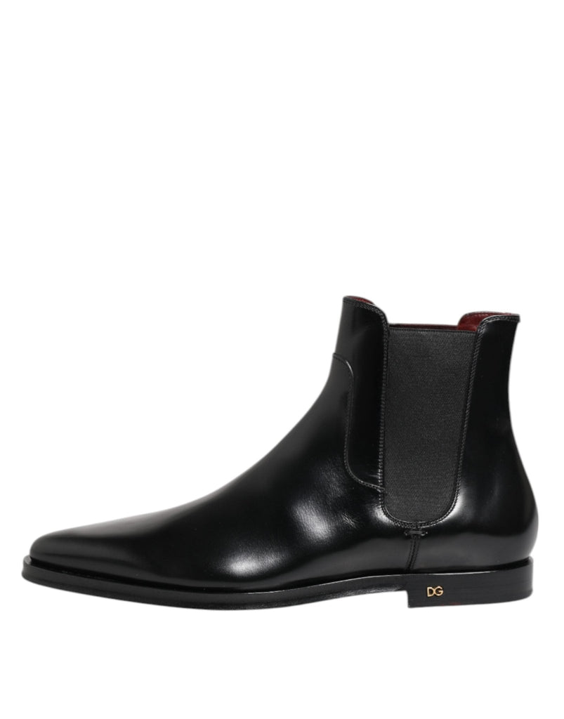 Dolce & Gabbana Black Leather MILLENIALS Mid Calf Boots Shoes - Beyzy Store - Dolce & Gabbana