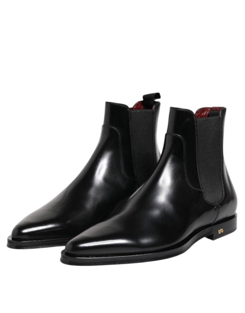 Dolce & Gabbana Black Leather MILLENIALS Mid Calf Boots Shoes - Beyzy Store - Dolce & Gabbana