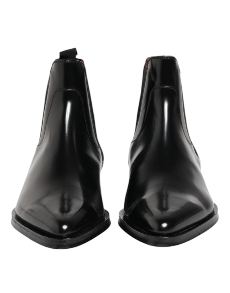 Dolce & Gabbana Black Leather MILLENIALS Mid Calf Boots Shoes - Beyzy Store - Dolce & Gabbana