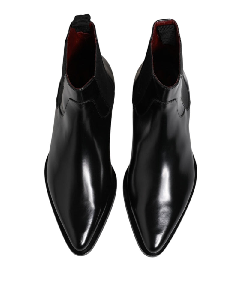 Dolce & Gabbana Black Leather MILLENIALS Mid Calf Boots Shoes - Beyzy Store - Dolce & Gabbana