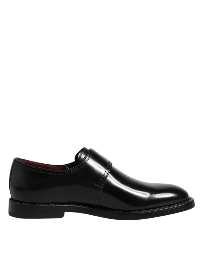 Dolce & Gabbana Black Leather Monk Strap Derby Formal Shoes - Beyzy Store - Dolce & Gabbana