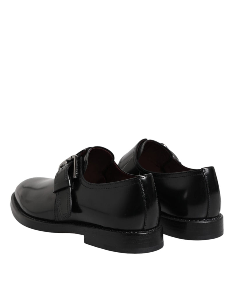 Dolce & Gabbana Black Leather Monk Strap Derby Formal Shoes - Beyzy Store - Dolce & Gabbana