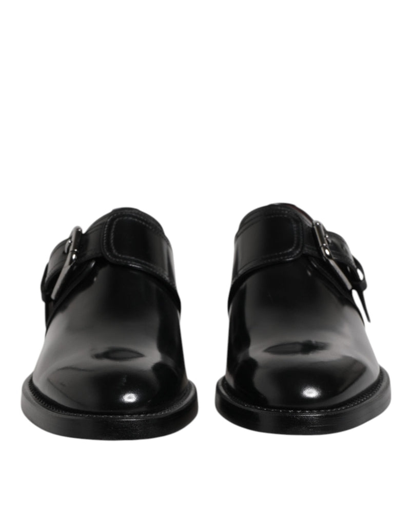 Dolce & Gabbana Black Leather Monk Strap Derby Formal Shoes - Beyzy Store - Dolce & Gabbana