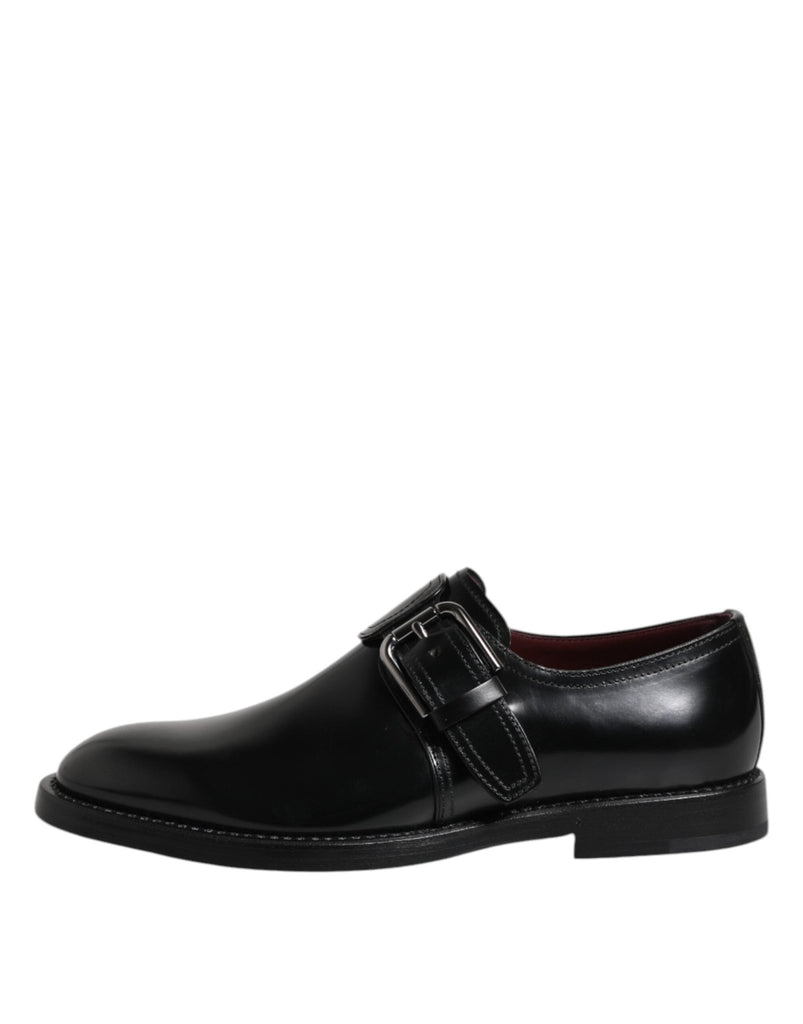 Dolce & Gabbana Black Leather Monk Strap Derby Formal Shoes - Beyzy Store - Dolce & Gabbana