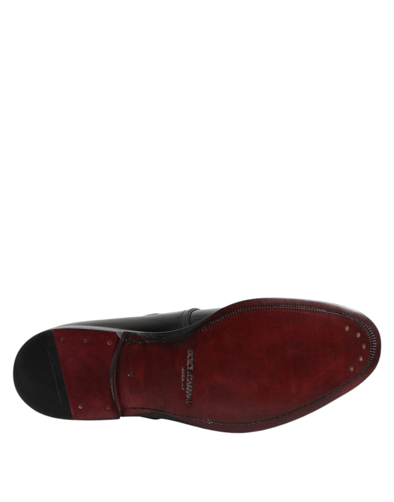 Dolce & Gabbana Black Leather Monk Strap Derby Formal Shoes - Beyzy Store - Dolce & Gabbana