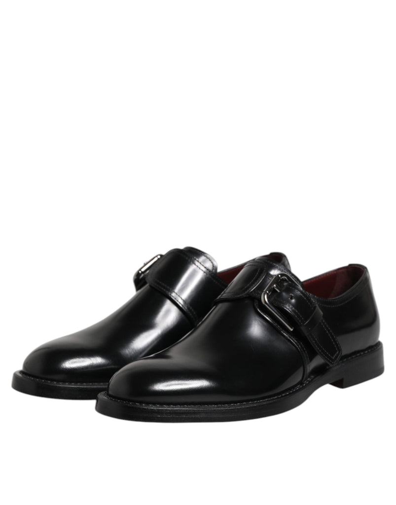 Dolce & Gabbana Black Leather Monk Strap Derby Formal Shoes - Beyzy Store - Dolce & Gabbana