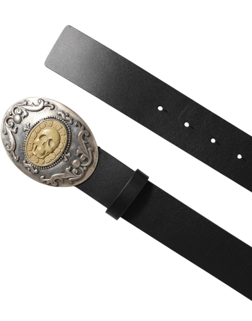 Dolce & Gabbana Black Leather Ornate Metal Buckle Men Belt - Beyzy Store - Dolce & Gabbana