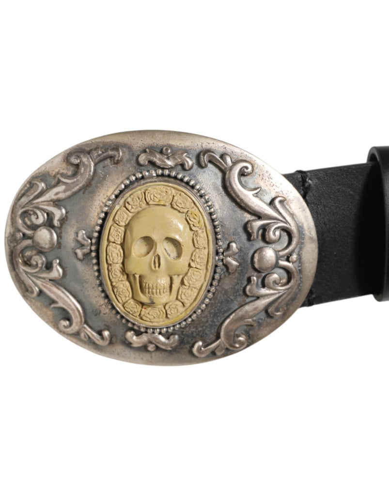 Dolce & Gabbana Black Leather Ornate Metal Buckle Men Belt - Beyzy Store - Dolce & Gabbana