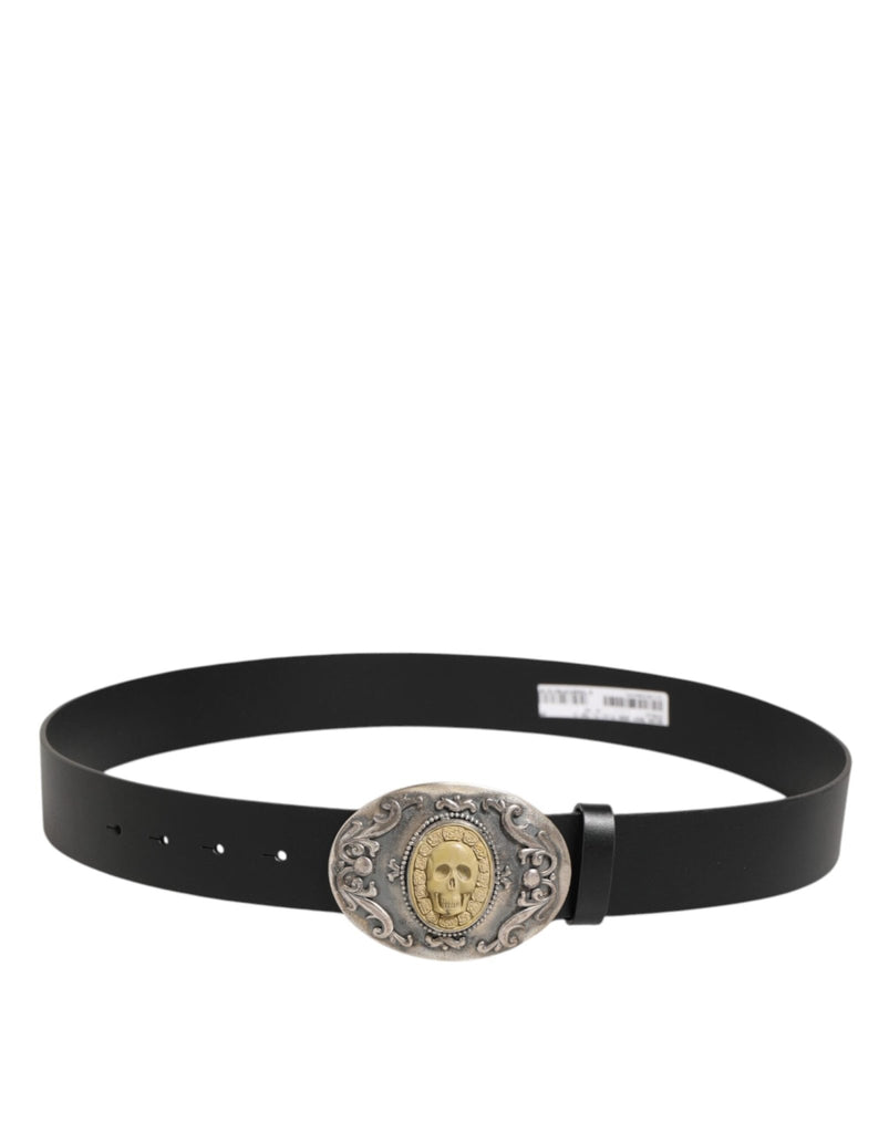 Dolce & Gabbana Black Leather Ornate Metal Buckle Men Belt - Beyzy Store - Dolce & Gabbana