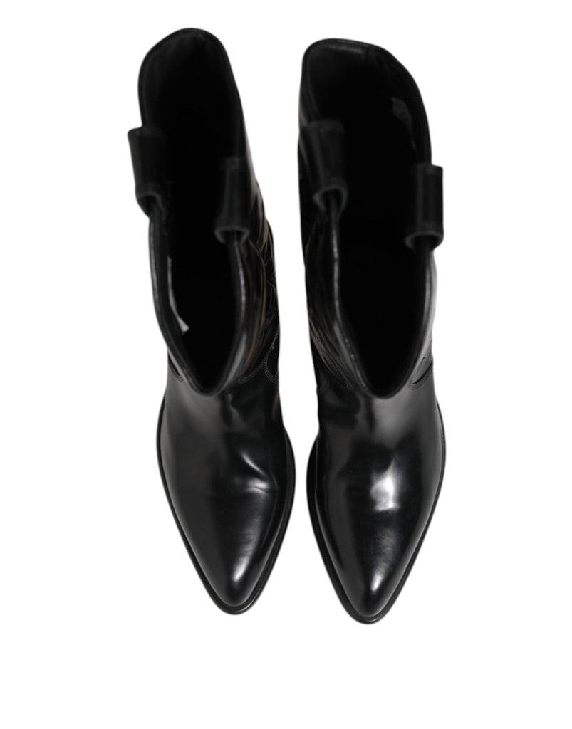 Dolce & Gabbana Black Leather Over The Calf Biker Boots Shoes - Beyzy Store - Dolce & Gabbana