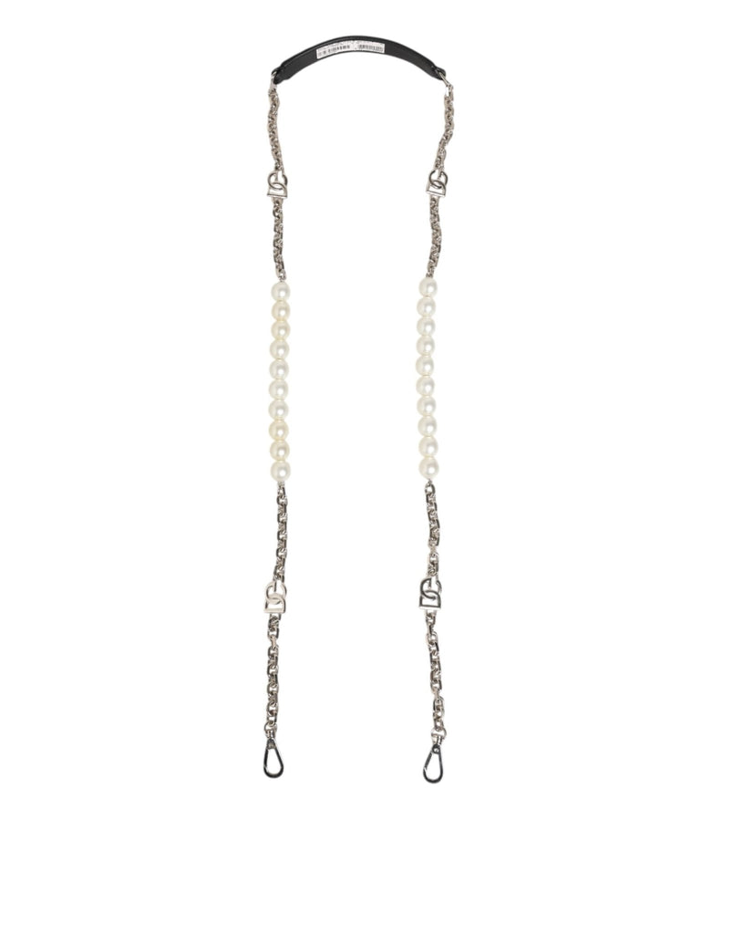 Dolce & Gabbana Black Leather Pearl Chain Bag Accessory Shoulder Strap - Beyzy Store - Dolce & Gabbana