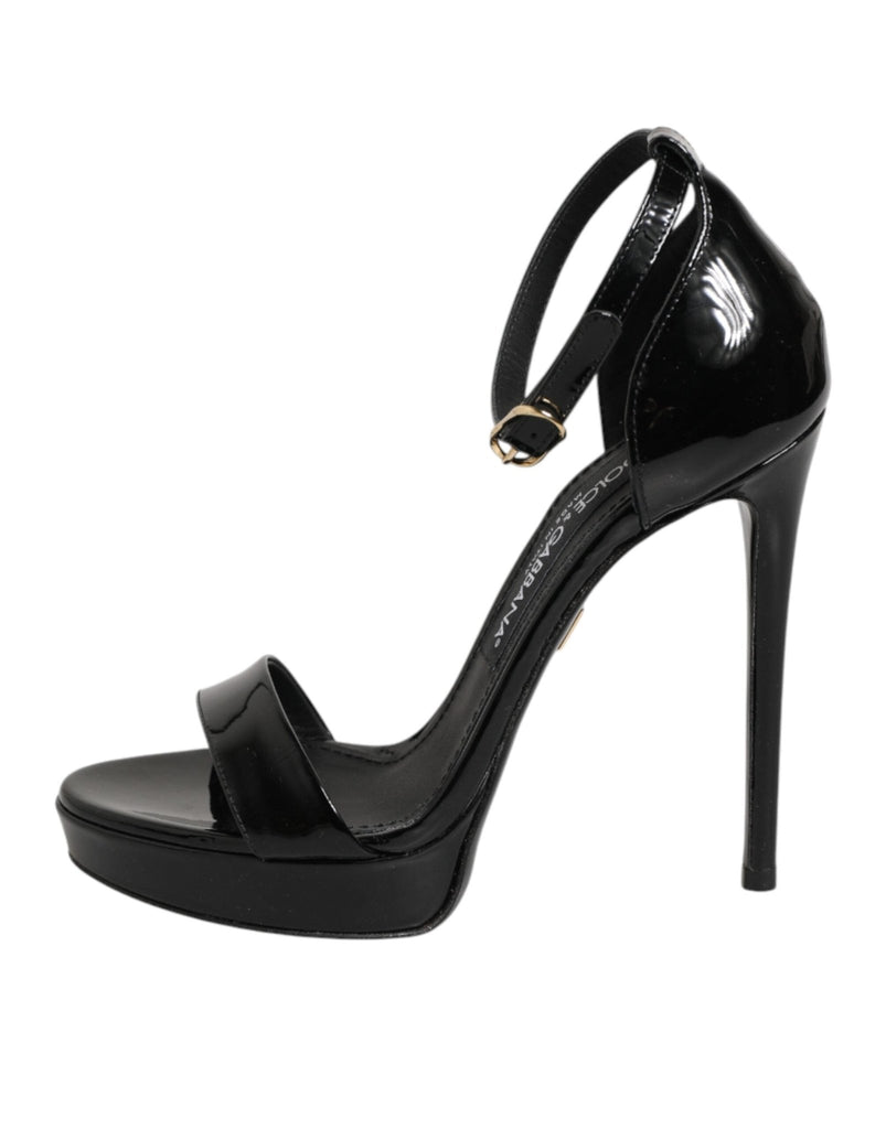 Dolce & Gabbana Black Leather Platform Keira Sandals Shoes - Beyzy Store - Dolce & Gabbana