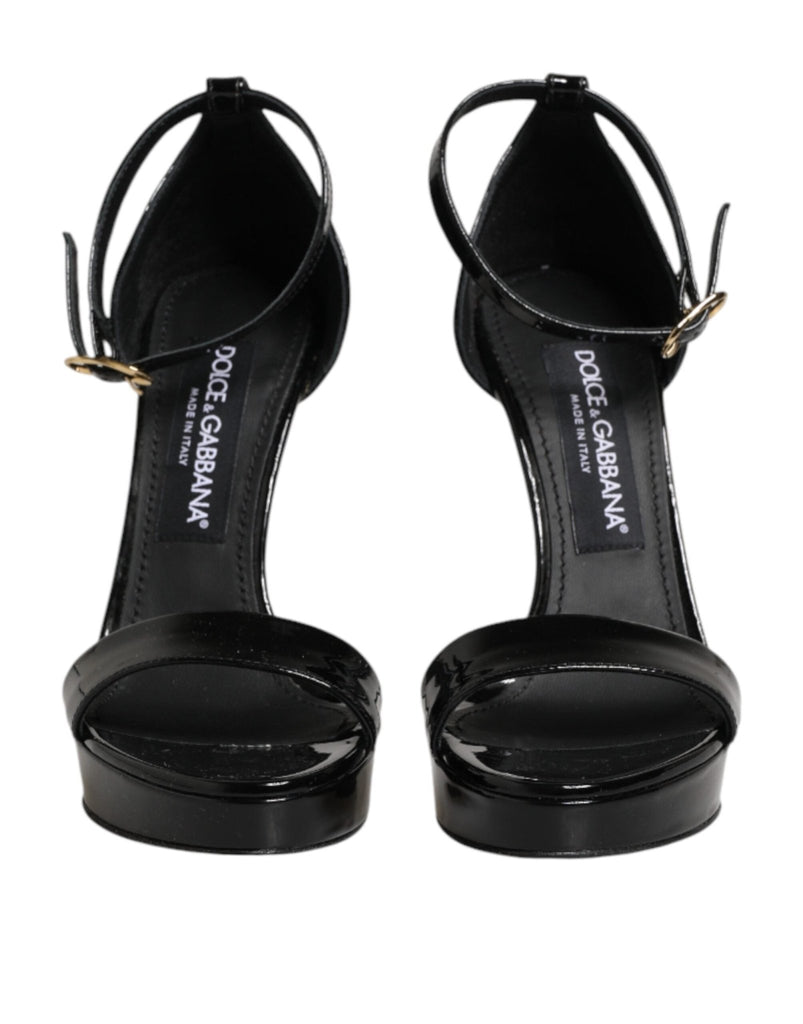 Dolce & Gabbana Black Leather Platform Keira Sandals Shoes - Beyzy Store - Dolce & Gabbana