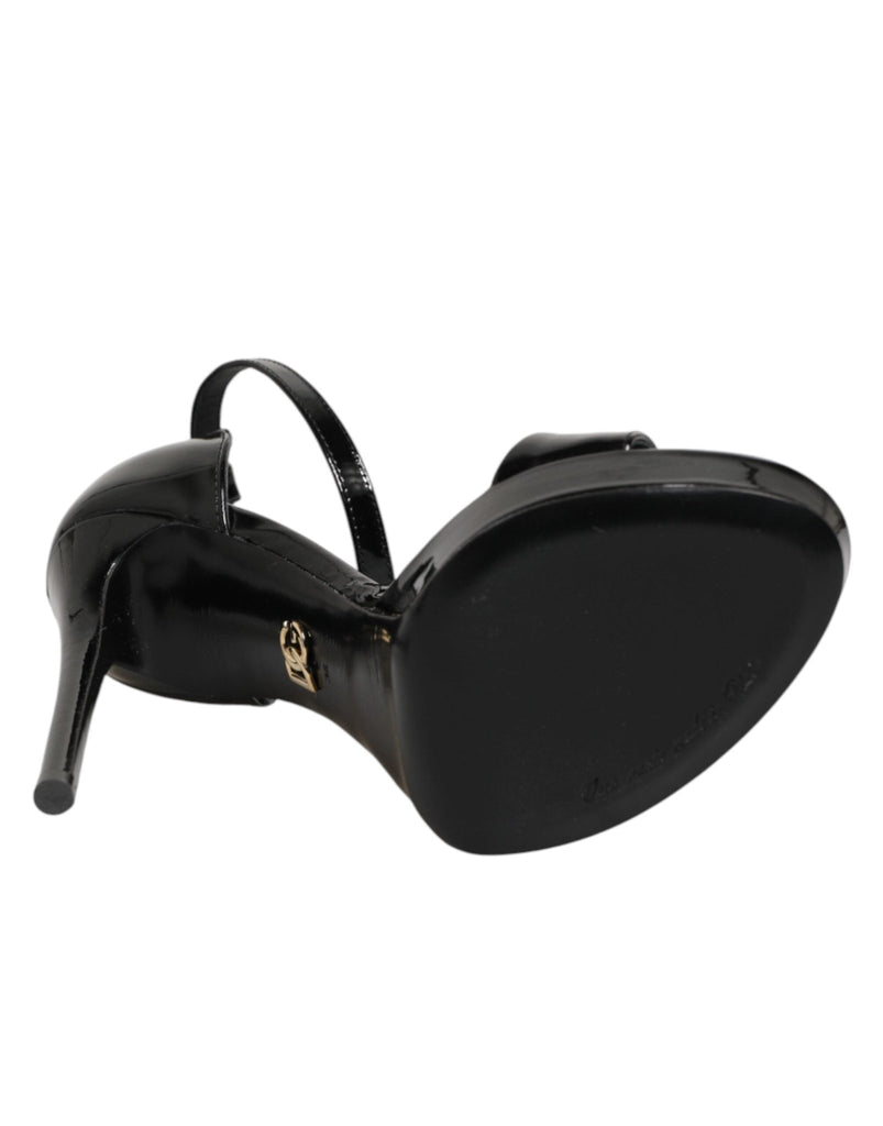 Dolce & Gabbana Black Leather Platform Keira Sandals Shoes - Beyzy Store - Dolce & Gabbana
