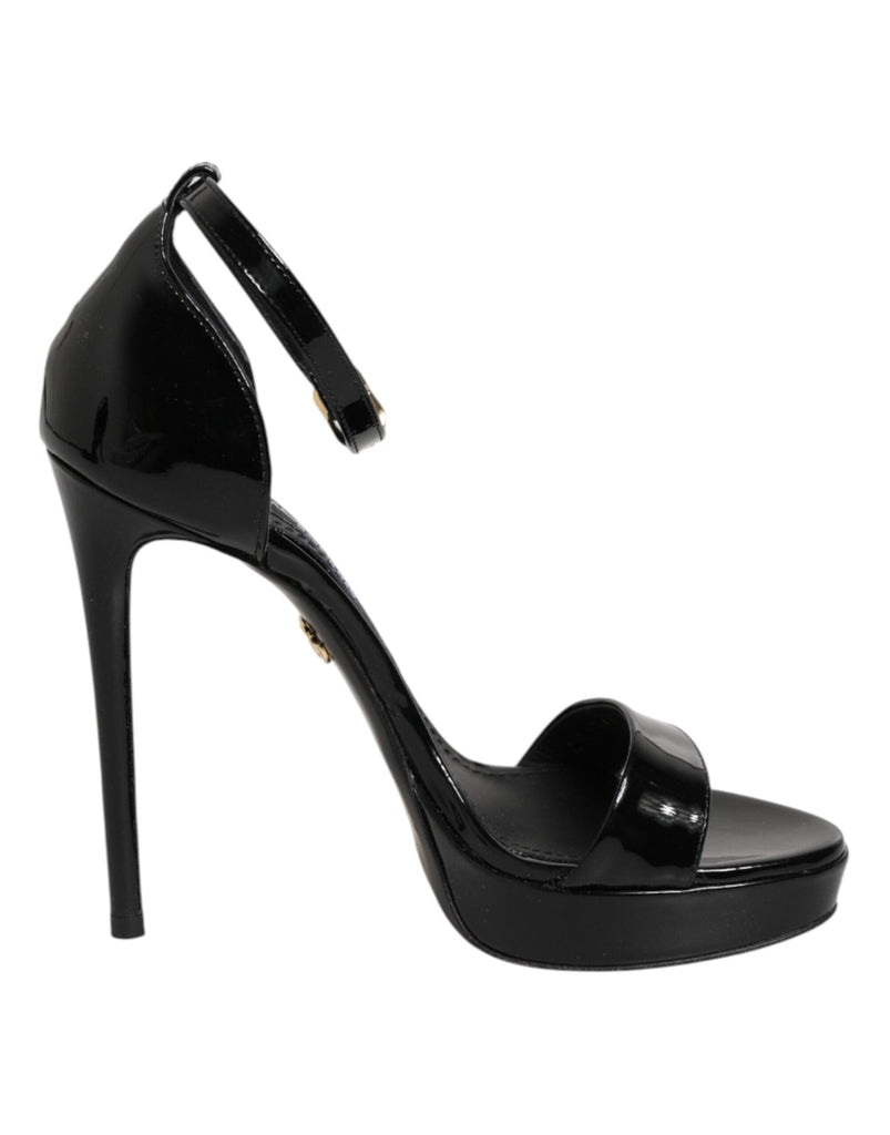 Dolce & Gabbana Black Leather Platform Keira Sandals Shoes - Beyzy Store - Dolce & Gabbana
