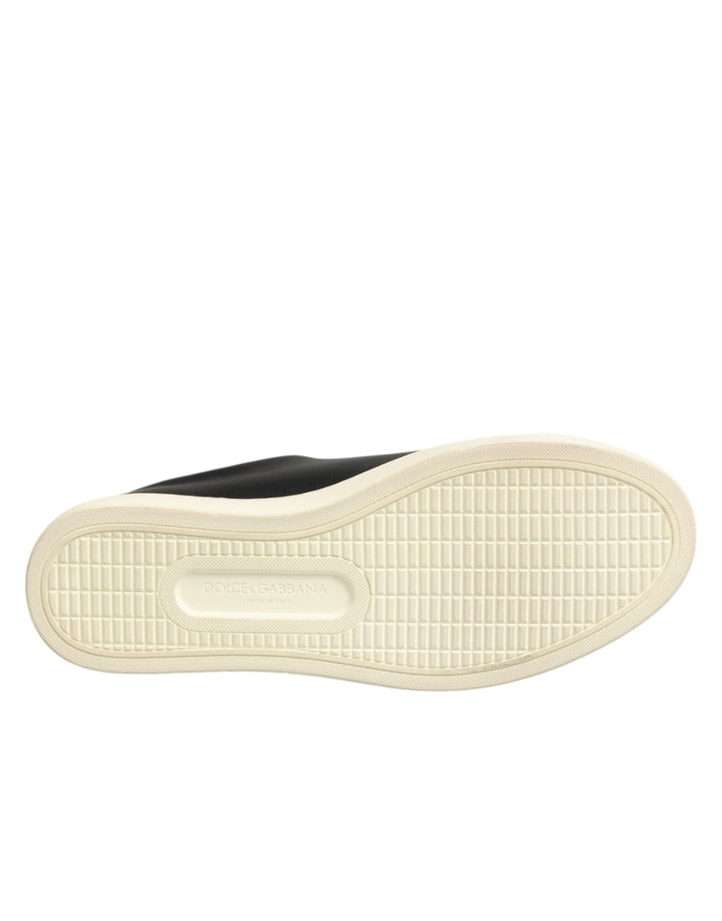 Dolce & Gabbana Black Leather Sacred Heart Sneakers Shoes - Beyzy Store - Dolce & Gabbana