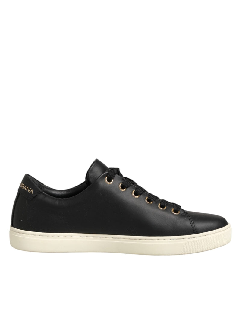 Dolce & Gabbana Black Leather Sacred Heart Sneakers Shoes - Beyzy Store - Dolce & Gabbana