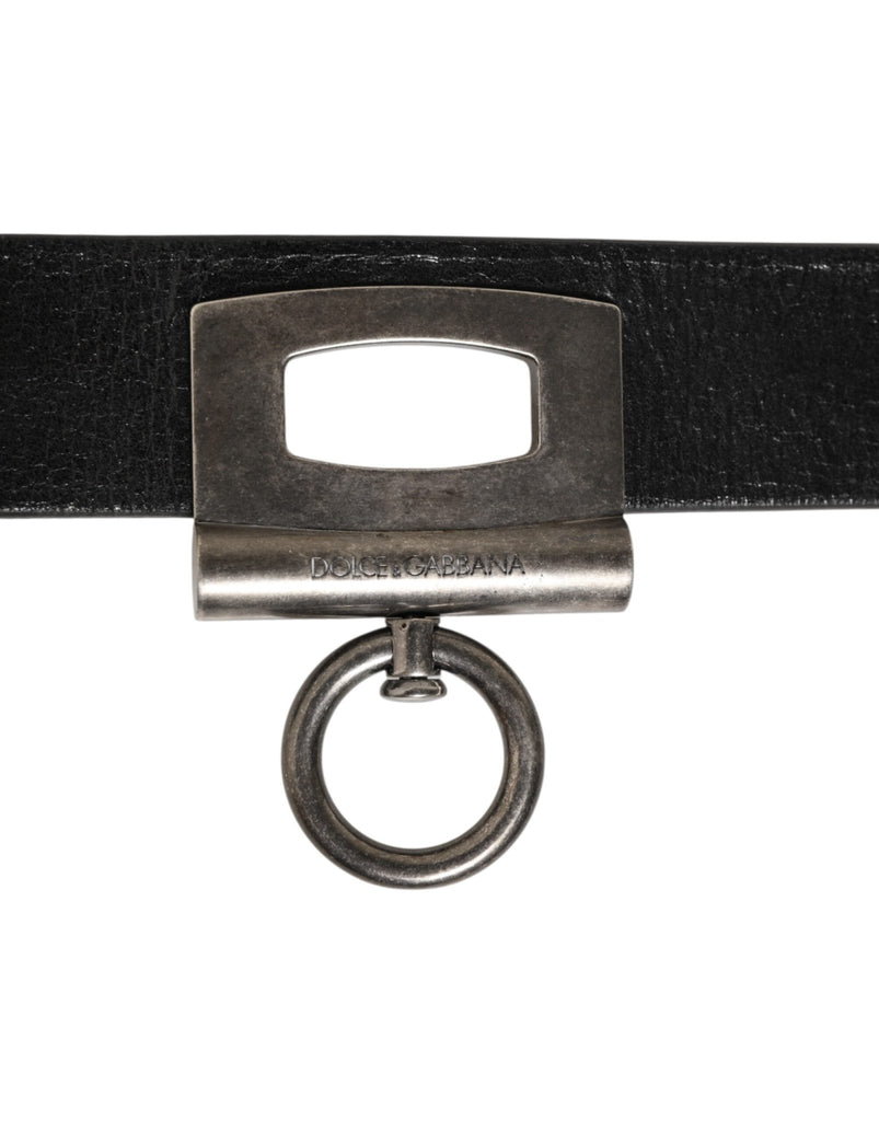Dolce & Gabbana Black Leather Side Rings Brass Buckle Belt - Beyzy Store - Dolce & Gabbana