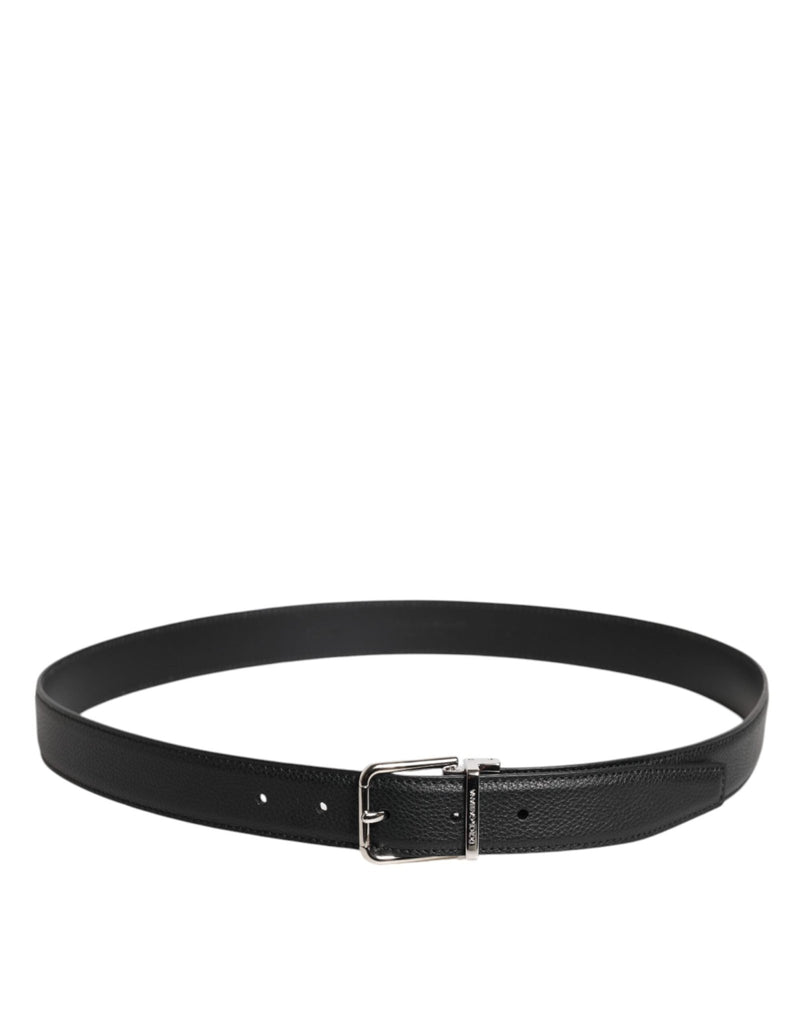 Dolce & Gabbana Black Leather Silver Metal Buckle Belt - Beyzy Store - Dolce & Gabbana