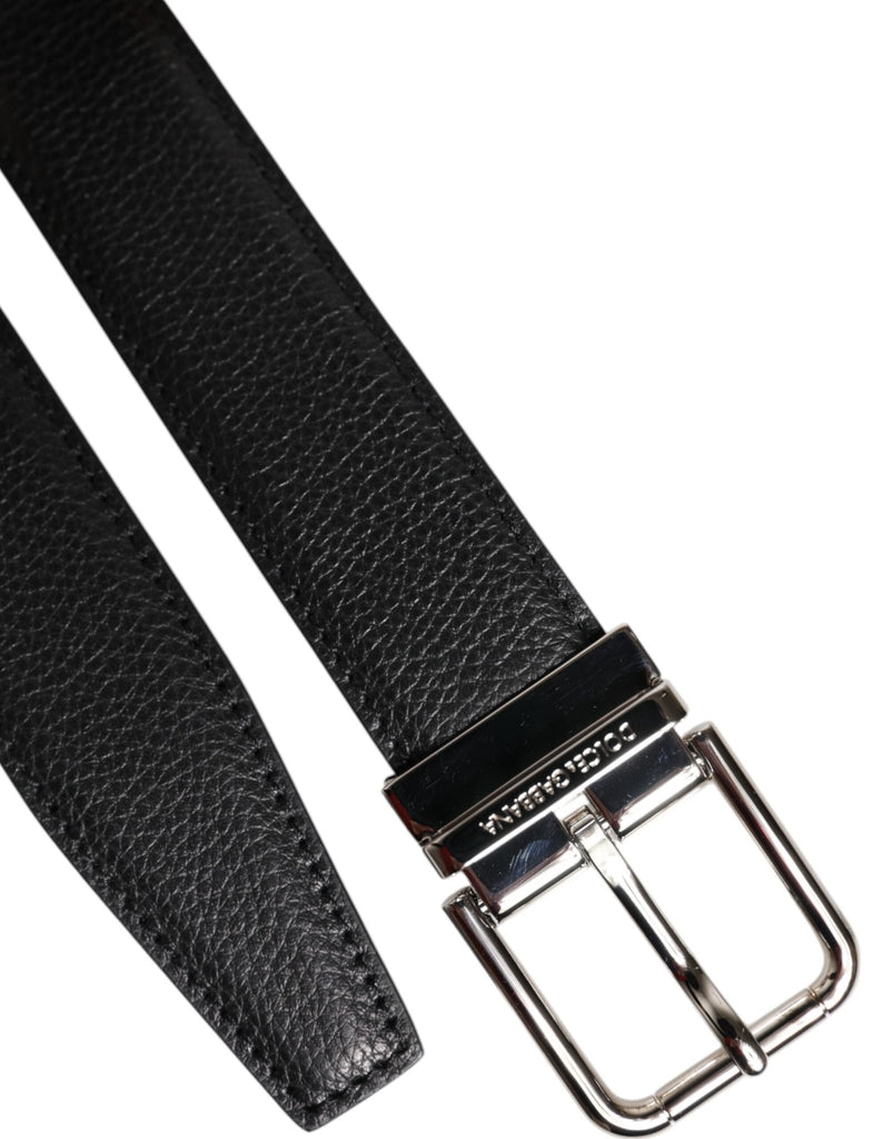 Dolce & Gabbana Black Leather Silver Metal Buckle Belt - Beyzy Store - Dolce & Gabbana