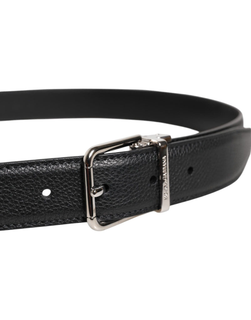 Dolce & Gabbana Black Leather Silver Metal Buckle Belt - Beyzy Store - Dolce & Gabbana