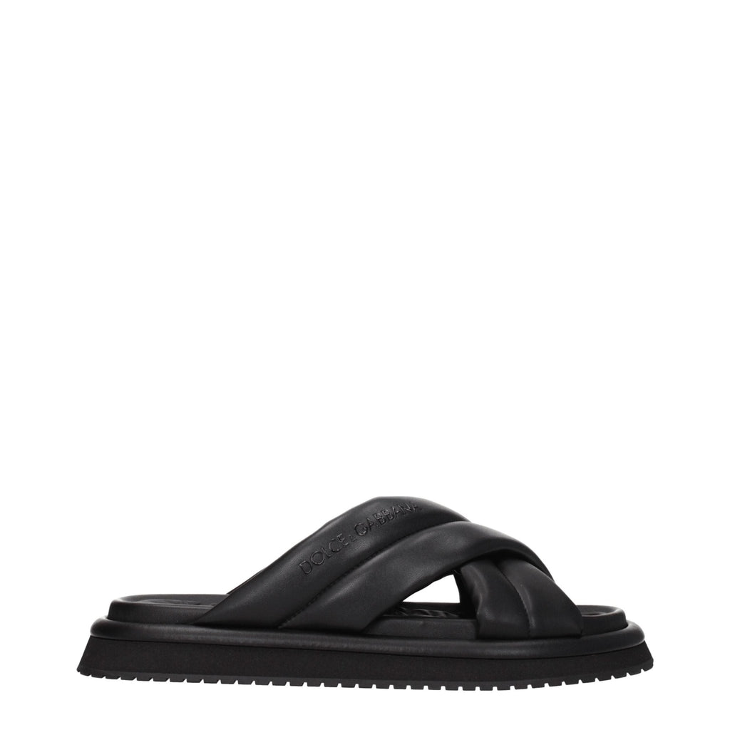 Dolce & Gabbana Black Leather Slipper - Beyzy Store - Dolce & Gabbana
