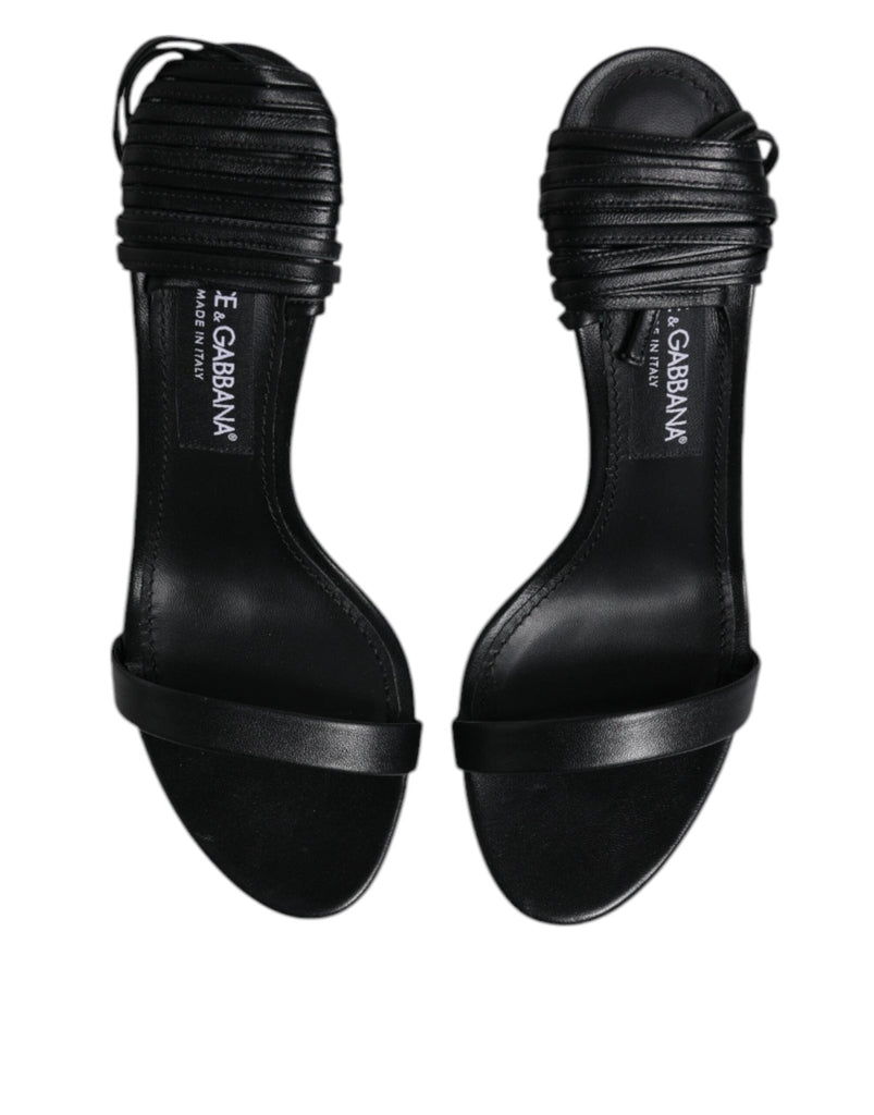 Dolce & Gabbana Black Leather Stiletto Heels Sandals Shoes - Beyzy Store - Dolce & Gabbana
