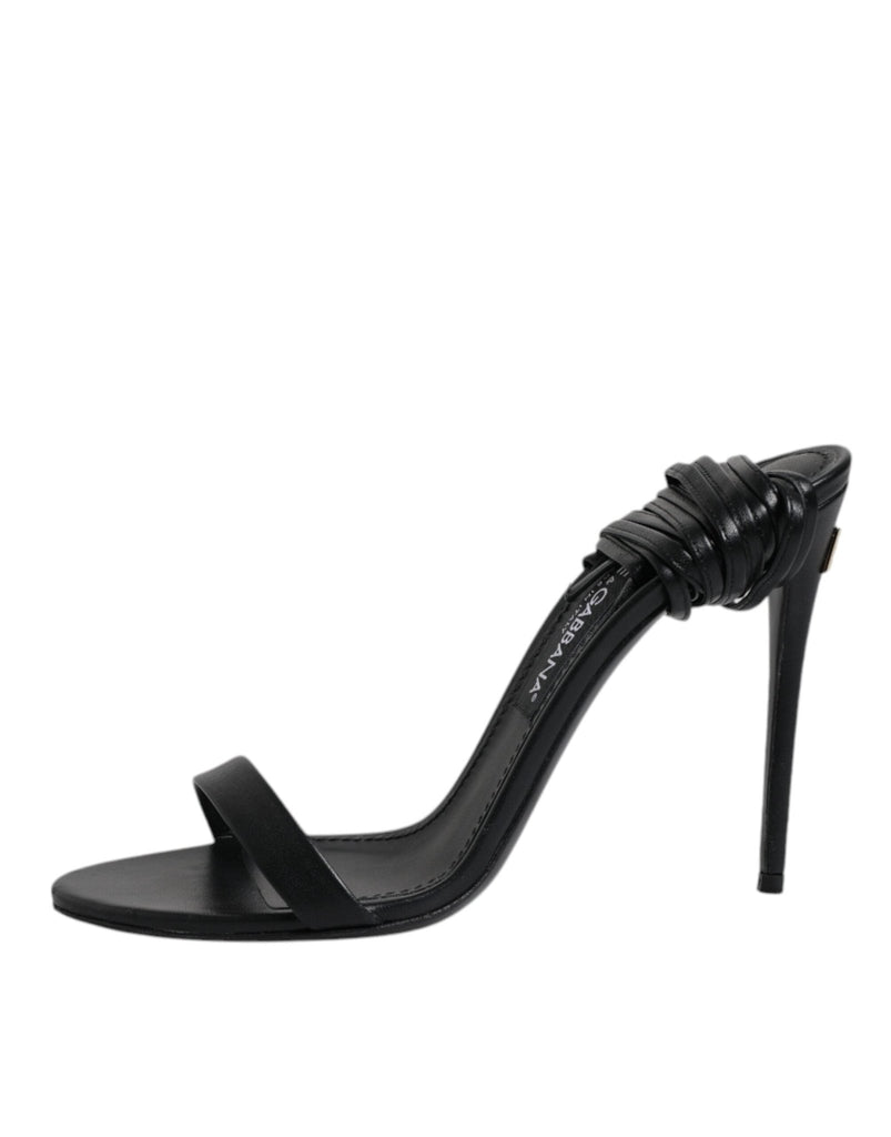 Dolce & Gabbana Black Leather Stiletto Heels Sandals Shoes - Beyzy Store - Dolce & Gabbana
