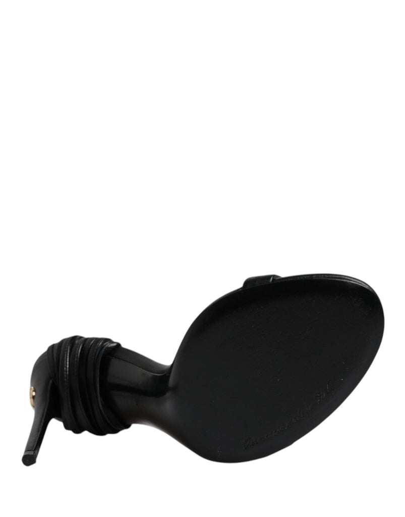 Dolce & Gabbana Black Leather Stiletto Heels Sandals Shoes - Beyzy Store - Dolce & Gabbana