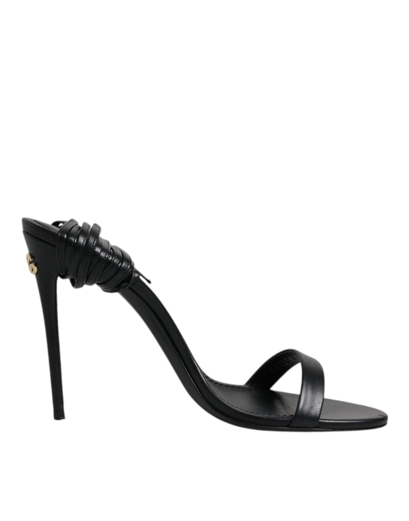 Dolce & Gabbana Black Leather Stiletto Heels Sandals Shoes - Beyzy Store - Dolce & Gabbana