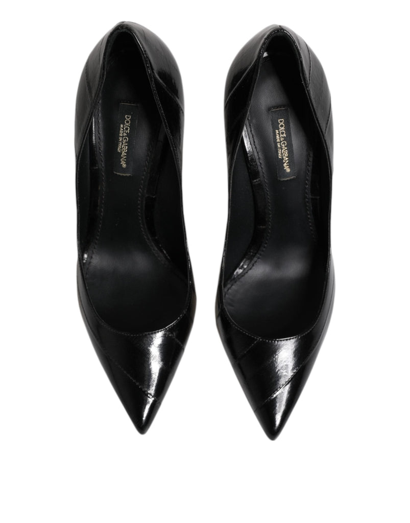 Dolce & Gabbana Black Leather Stiletto High Heels Pumps Shoes - Beyzy Store - Dolce & Gabbana