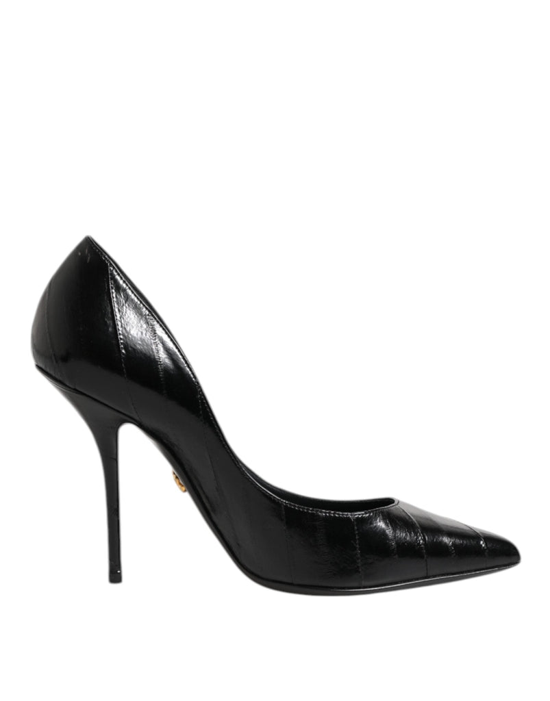 Dolce & Gabbana Black Leather Stiletto High Heels Pumps Shoes - Beyzy Store - Dolce & Gabbana