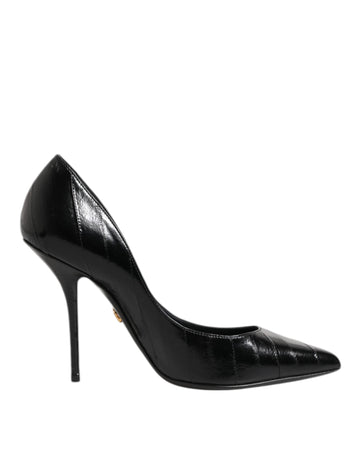 Dolce & Gabbana Black Leather Stiletto High Heels Pumps Shoes - Beyzy Store - Dolce & Gabbana