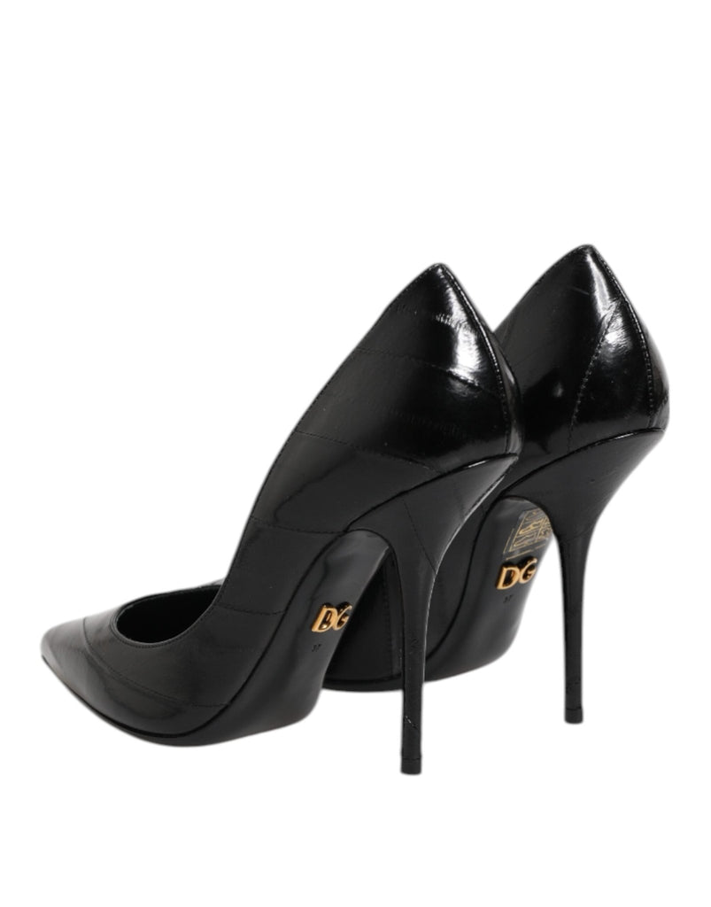 Dolce & Gabbana Black Leather Stiletto High Heels Pumps Shoes - Beyzy Store - Dolce & Gabbana