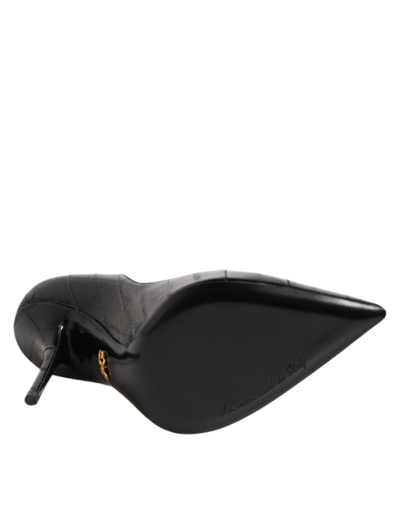 Dolce & Gabbana Black Leather Stiletto High Heels Pumps Shoes - Beyzy Store - Dolce & Gabbana